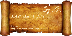 Szünder Irén névjegykártya